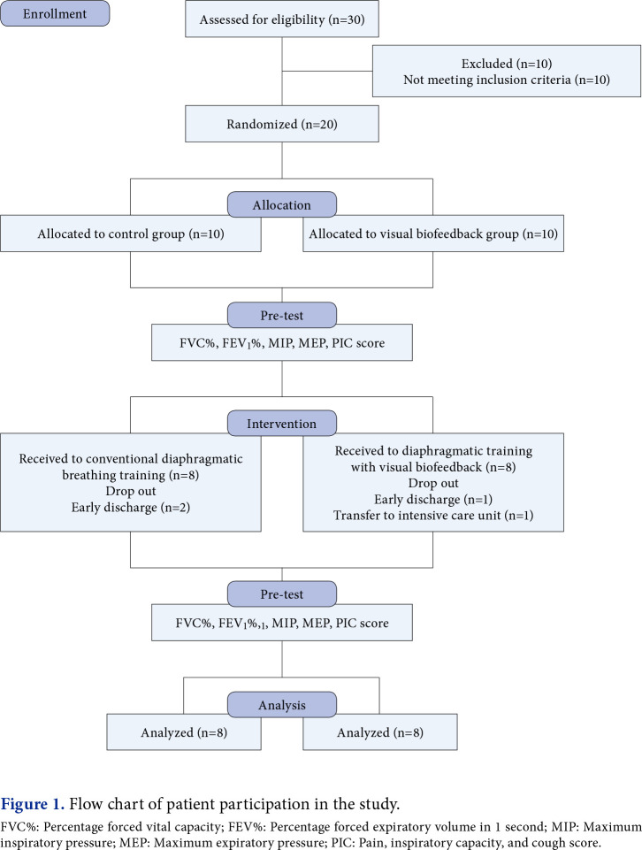Effect of diaphragmatic breathing training with visual biofeedback on respiratory function in patients with multiple rib fractures: A randomized-controlled study.