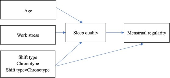 Influence of chronotype on sleep quality and menstrual regularity in nurses on monthly shift rotations.