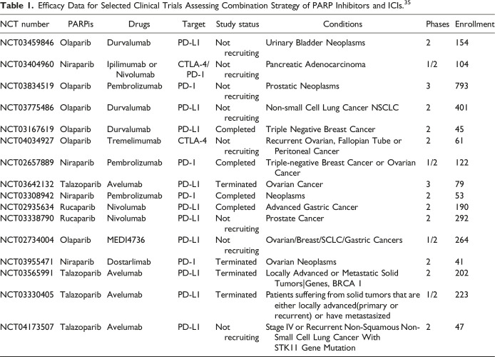 Update on Combination Strategies of PARP Inhibitors.