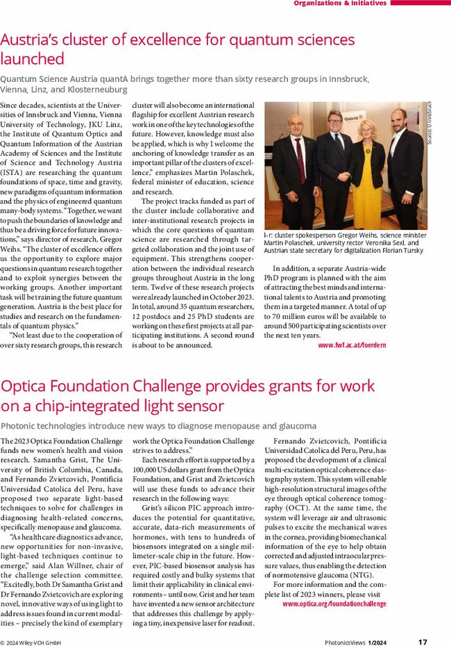 Organizations & Initiatives: PhotonicsViews 1/2024