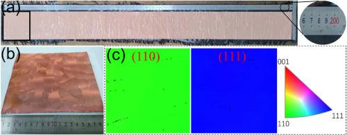 Preparation of meter-scale Cu foils with decimeter grains and the use for the synthesis of graphene films