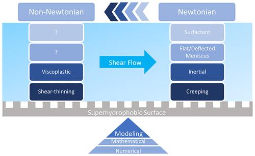 Modeling of Shear Flows over Superhydrophobic Surfaces: From Newtonian to Non-Newtonian Fluids