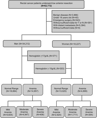 Presurgical mild anemia is a risk factor for severe postoperative complications of rectal cancer surgery: A Japanese nationwide retrospective cohort study