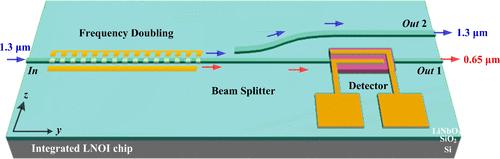 Heterogeneously Integrated Lithium Niobate on Insulator Chip for Frequency Up-Conversion and Detection