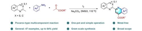 I2-Promoted Povarov Multicomponent Reaction for the Synthesis of 2,2′-Biquinolines and N-Heteroaromatic Benzothiazoles