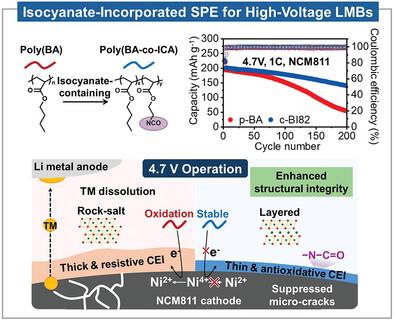 Designing Isocyanate-Containing Elastomeric Electrolytes for Antioxidative Interphases in 4.7 V Solid-State Lithium Metal Batteries