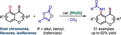 Thione-Directed C–H Amidation of Chromone Analogues with Dioxazolones under Rh(III) Catalysis