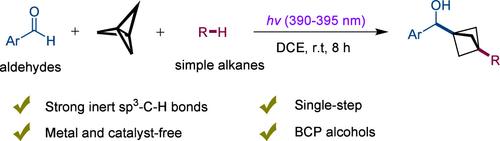 Benzyl Alcohol Functionalization of [1.1.1]Propellane with Alkanes and Aldehydes