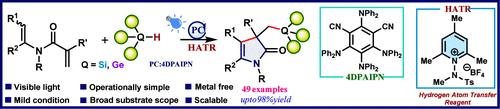 Organophotocatalytic Regioselective Silylation/Germylation and Cascade Cyclization of N-Alkenyl α-CF3 Acrylamides: Access to Densely Functionalized 4-Pyrrolin-2-ones