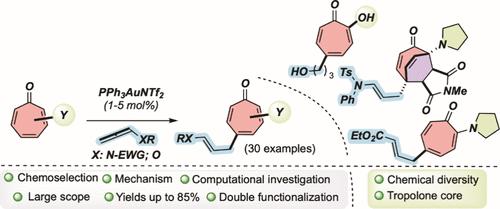 Site-Selective Gold-Catalyzed Alkylation of α-Aminotropones with Allenes