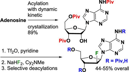 Selective Synthesis of N6,3′,5′-Tripivaloyladenosine via Dynamic Kinetic Crystallization and Regioselective Preparation of Pivalated 2′-Deoxy-2′-fluoroarabinoadenosines