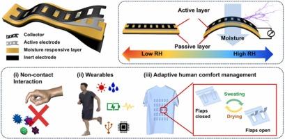 Moisture-triggered hybrid soft actuator and electric generator for self-sensing wearables and adaptive human-environment interaction