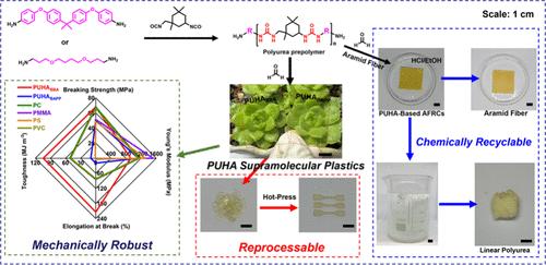 Chemically Recyclable, Reprocessable, and Mechanically Robust Reversible Cross-Linked Polyurea Plastics for Fully Recyclable Aramid Fiber Reinforced Composites