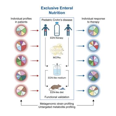 Exclusive enteral nutrition initiates individual protective microbiome changes to induce remission in pediatric Crohn’s disease