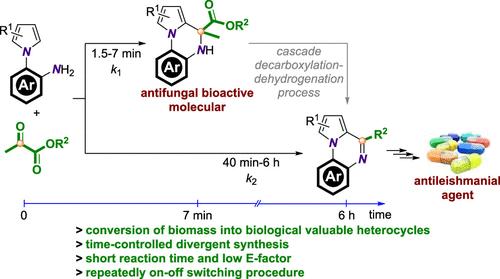 Ionic Liquid–Catalyzed Annulation of Biomass-Derived Alkyl Lactates: Time-Dependent Tunable Synthesis of Bioactive Dihydroquinoxalines and Quinoxalines