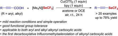 Copper-Mediated Decarboxylative Trifluoromethylselenolation of Alkynyl Carboxylic Acids with [Me4N][SeCF3]