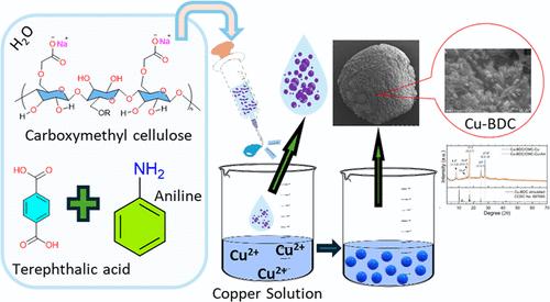 A Trojan Horse Approach toward Green Synthesis of Cu-BDC Patterned Carboxymethyl Cellulose Beads