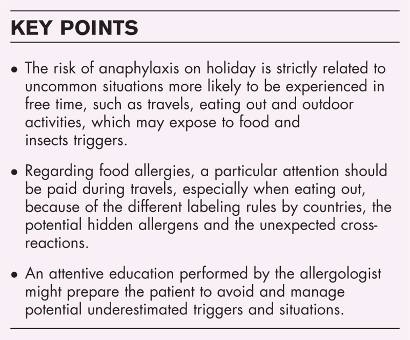 The risk of anaphylaxis on holidays.