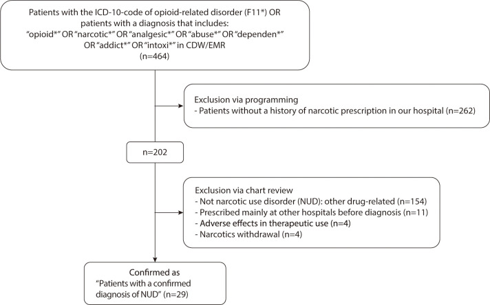 Early detection of patients with narcotic use disorder using a modified morphine equivalent daily dose score based on an analysis of real-world prescription patterns: a retrospective cohort study.