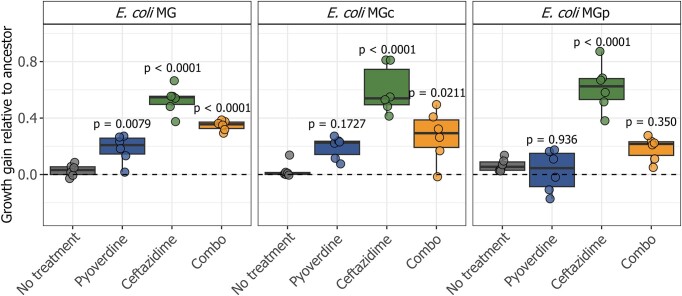 Pyoverdine-antibiotic combination treatment: its efficacy and effects on resistance evolution in <i>Escherichia coli</i>.