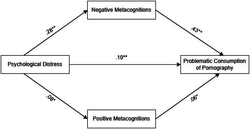 The Role of Positive and Negative Metacognitions About Sex in the Relationship Between Psychological Distress and Problematic Consumption of Pornography. A Mediation Model.
