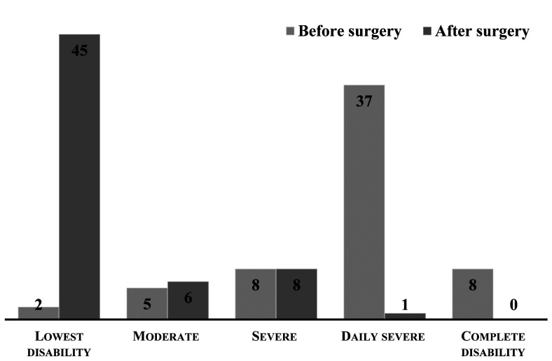 PATIENT-REPORTED SURVEY TO ASSESS CLINICAL STATUS AND SURGICAL OUTCOME AFTER ANTERIOR CERVICAL DISCECTOMY AND FUSION USING AN ALLOGRAFT WITH A FIXED ANGLE OF INCLINATION.