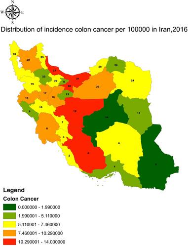 Spatial analysis of risk factors related to colorectal cancer in Iran: An ecological study