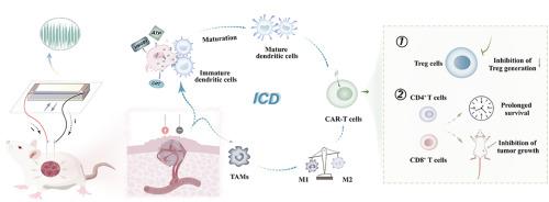 Enhancing CAR-T cell therapy against solid tumor by drug-free triboelectric immunotherapy