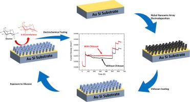 Non-enzymatic glucose detection via ordered 2D arrays of nickel and nickel chitosan nanowires