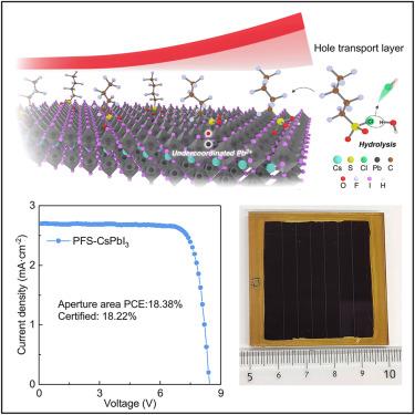 CsPbI3 perovskite solar module with certified aperture area efficiency >18% based on ambient-moisture-assisted surface hydrolysis