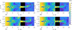 A computational study of the deposition of firebrands between two side-by-side blocks