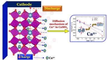 Ionic conduction and cathodic properties of CaMO3 (M=Fe and Mn) electrode materials via molecular dynamics and first-principles simulations