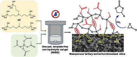 Non-hydrolytic sol-gel synthesis of amine-functionalized silica: Template- and catalyst-free preparation of mesoporous catalysts for CO2 valorization