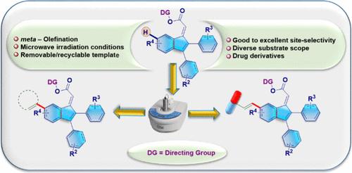 Aliphatic Nitrile Template Enabled meta-C–H Olefination of Indene Enoate Esters under Microwave Accelerating Conditions