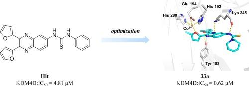 Design, synthesis and biological evaluation of 4,6-diarylquinoxaline-based KDM4D inhibitors