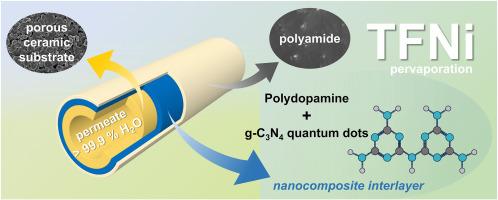 A novel TFNi pervaporation membrane with g-C3N4 quantum dots for high-efficiency IPA dehydration