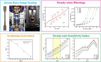 Characterize the high-temperature steady-state rheological behavior and Arrhenius activation of PEEK via strain rate jump tensile tests