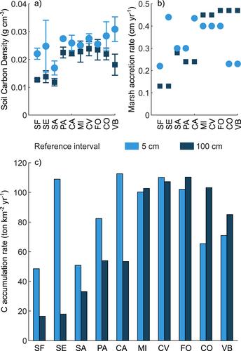 Blue Carbon Assessment in the Salt Marshes of the Venice Lagoon: Dimensions, Variability and Influence of Storm-Surge Regulation