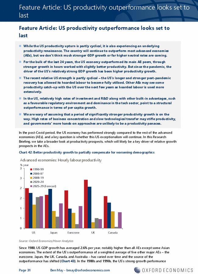 Feature Article: US productivity outperformance looks set to last