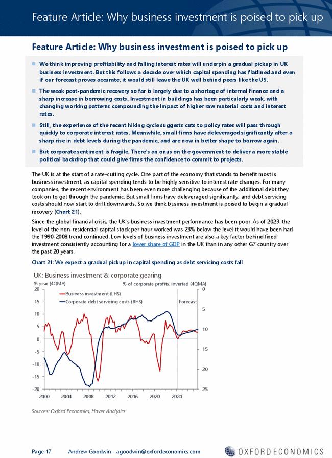 Feature Article: Why business investment is poised to pick up