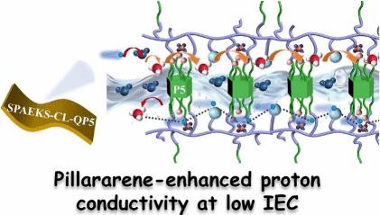 Cross-Linking of Bromo-Pillar[5]arenes and Sulfonated Poly(Aryl Ether Ketone Sulfone) Enhances Proton Conductivity of Membranes at Low Ion Exchange Capacity