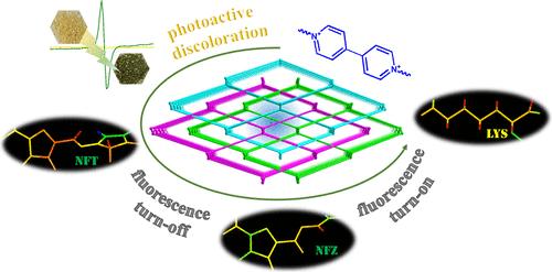 A Viologen-Based MOF: Photoresponsive Discoloration Property and Selective Fluorescence Detection of Nitrofurans and Lysine