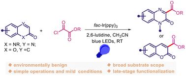 Visible light-promoted C3–H alkoxycarbonylation of quinoxalin-2(1H)-ones or coumarins with alkyloxalyl chlorides†