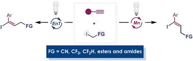 Stereodivergent atom transfer radical addition of α-functionalized alkyl iodides to alkynes: a strategy for selective synthesis of both E- and Z-iodoalkenes†