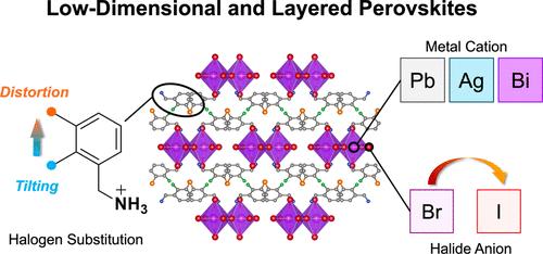 Layered and Low-Dimensional Lead, Silver, and Bismuth Halide Perovskites Directed by Halogen-Substituted Spacer Cations