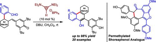 Bis(aminoalkyl)cyclopropenylidene (BAC)-Catalyzed Intramolecular Annulation of 2-(2-Formylaryl)-aryl-Substituted p-Quinone Methides to 9-Phenanthrol Derivatives