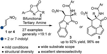 Asymmetric synthesis of pyrrolo[1,2-a]indoles via bifunctional tertiary amine catalyzed [3 + 2] annulation of 2-nitrovinylindoles with azlactones†