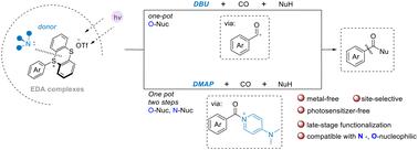 Controllable tertiary amine-promoted photoactivation metal-free carbonylation of aryl sulfonium salts to aryl carboxylic acid derivatives†