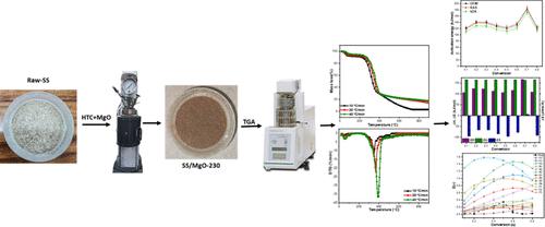 MgO Assisted Catalytic Hydrothermal Carbonization Followed by Pyrolysis of Sunflower Stalks for the Determination of Kinetic and Thermodynamic Parameters