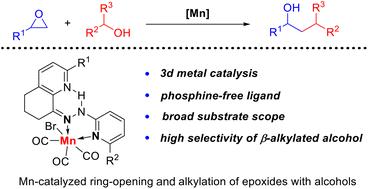 Mn-catalyzed ring-opening and alkylation of epoxides with alcohols for accessing β-alkylated secondary alcohols via borrowing hydrogen†